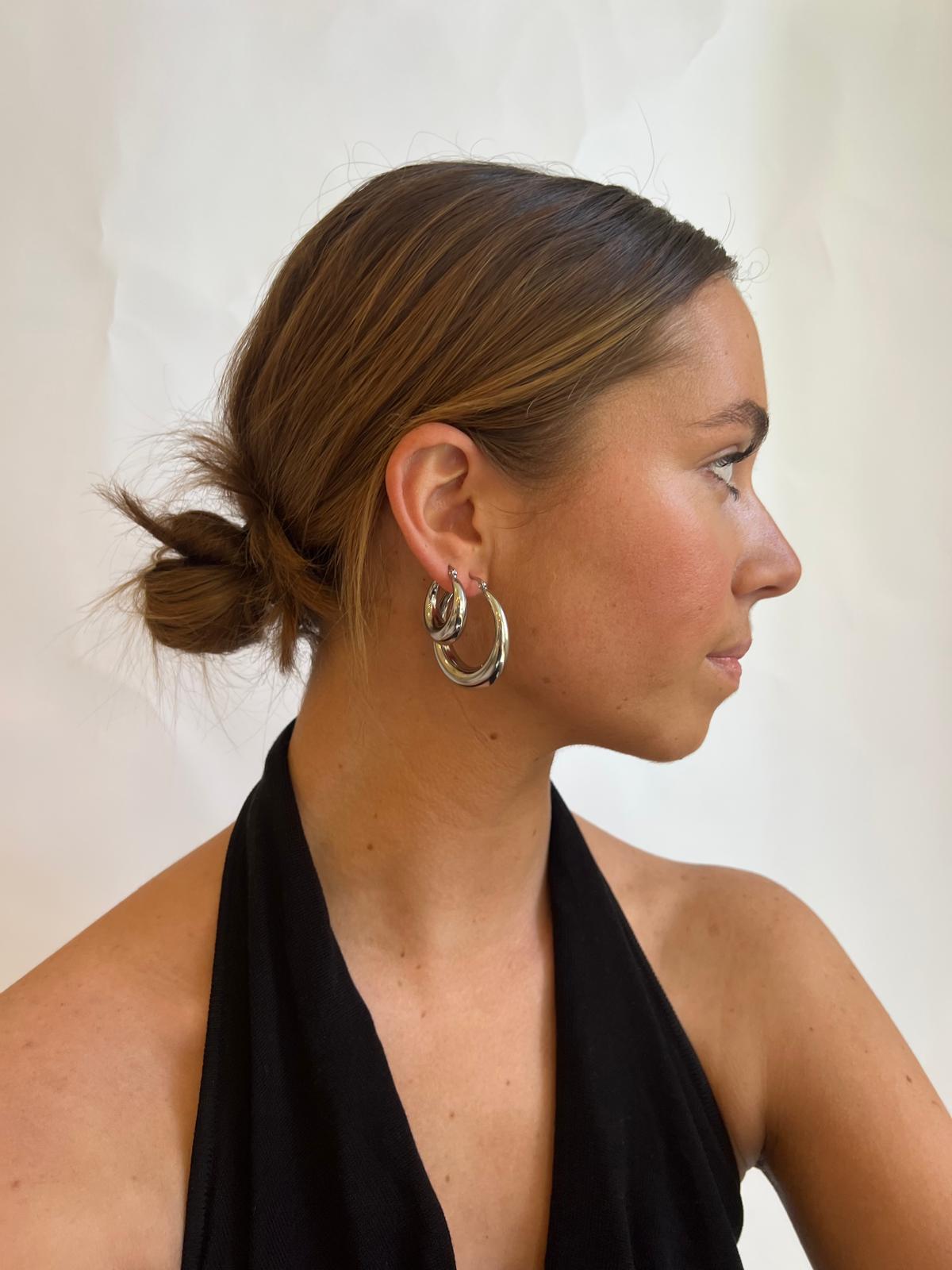 Small Claude Hoops -  Silver